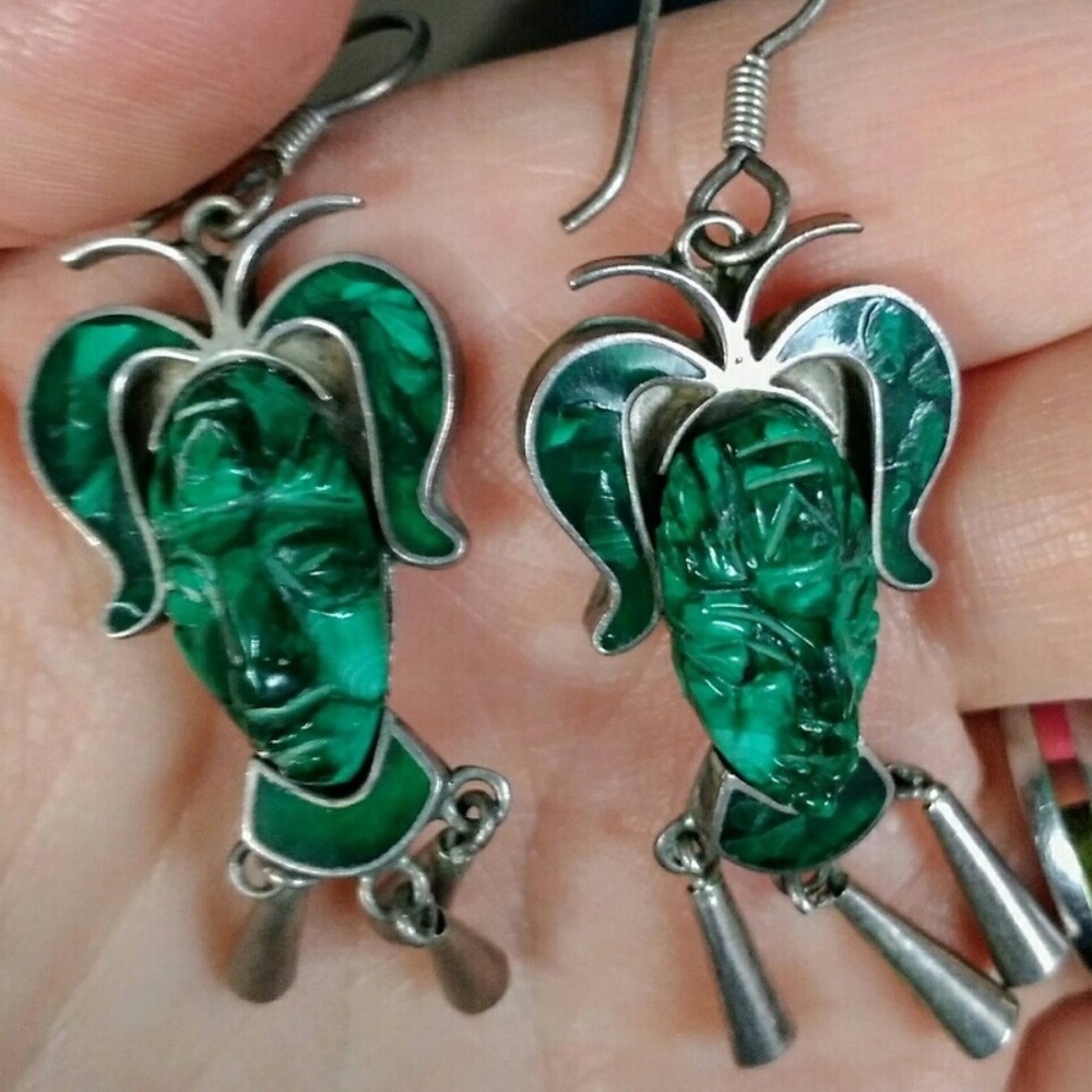 Sterling Silver South American Stone Earrings